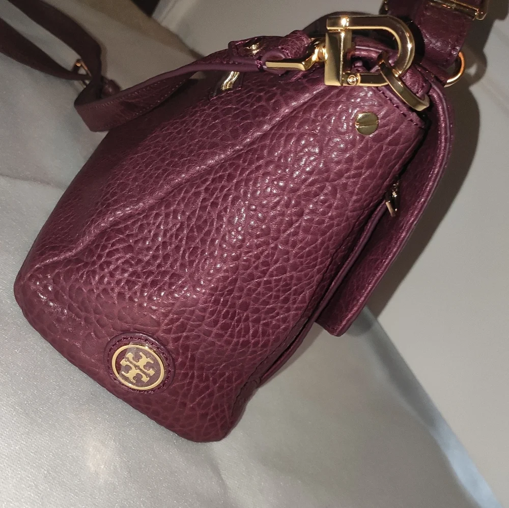Tory Burch 797 Plum Leather Satchel